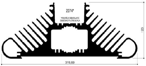 Code Kunst. FM2274: Aluminium-Kühlkörper in Stangenform