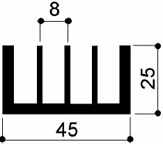 Code Kunst. FM441: Aluminium-Kühlkörper in Stangenform