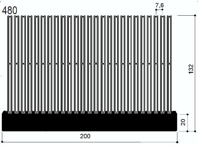 Code Kunst. FM480: Aluminium-Kühlkörper in Stangenform